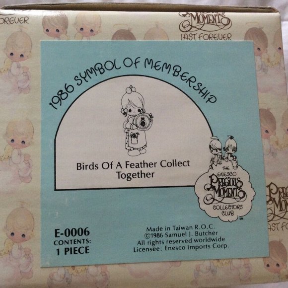 1986 Rare Club Signed Precious Moments - Birds of a Feather Collect Together - Picture 2 of 9